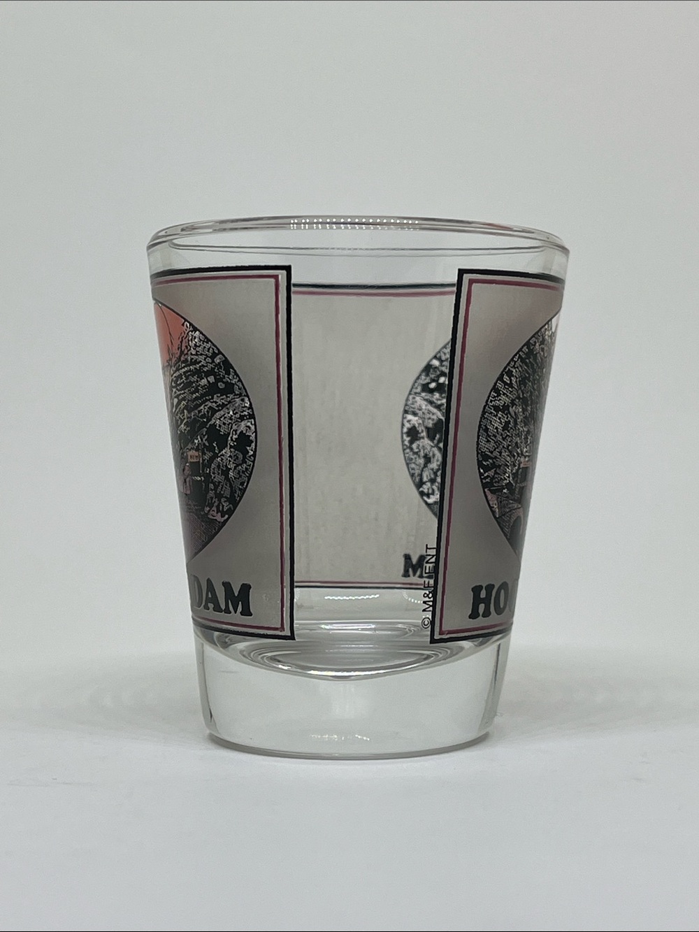 Hoover Dam Souvenir Shot Glass - White with Orange Accent - Picture 3 of 3